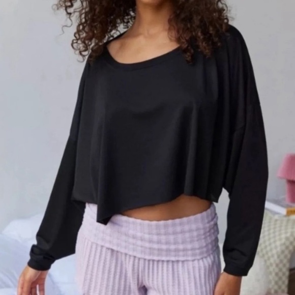 Urban Outfitters Tops - URBAN OUTFITTERS Out from Under Addison black long sleeve cropped tshirt. NWT XS
